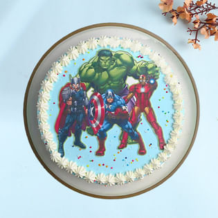Top View of Heroic Avengers Cake