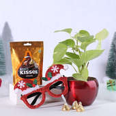 Hersheys Almonds With Santa Prop Glasses N Money Plant