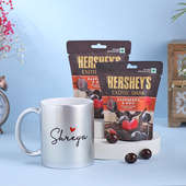 Hersheys Chocolate With Personalised Silver Mug
