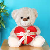 8 Inches White Teddy with Red Heart