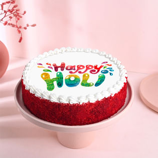 Red Velvet Holi Special Cake Design