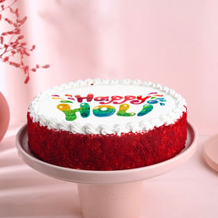 Red Velvet Holi Special Cake Design