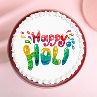 Red Velvet Holi Special Cake Design