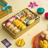 Holi Sweets Snacks Gulal N Thandai In Tin Box