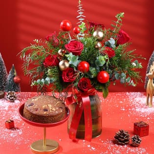 Holiday Bloom & Plum Cake Combo