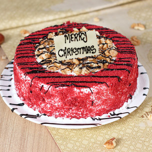Red Velvet Walnut Christmas Cake