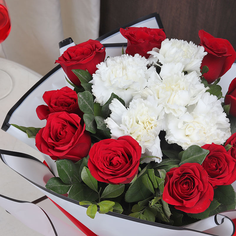 Top View of Christmas Flowers Set