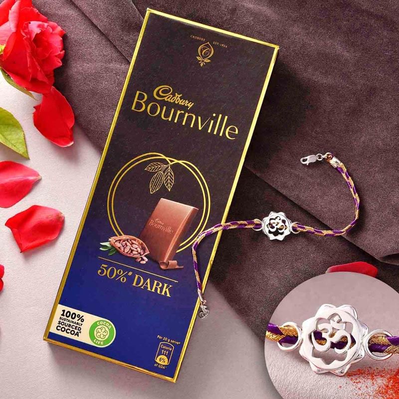 Holy Om Rakhi With Bournville Dark Chocolate