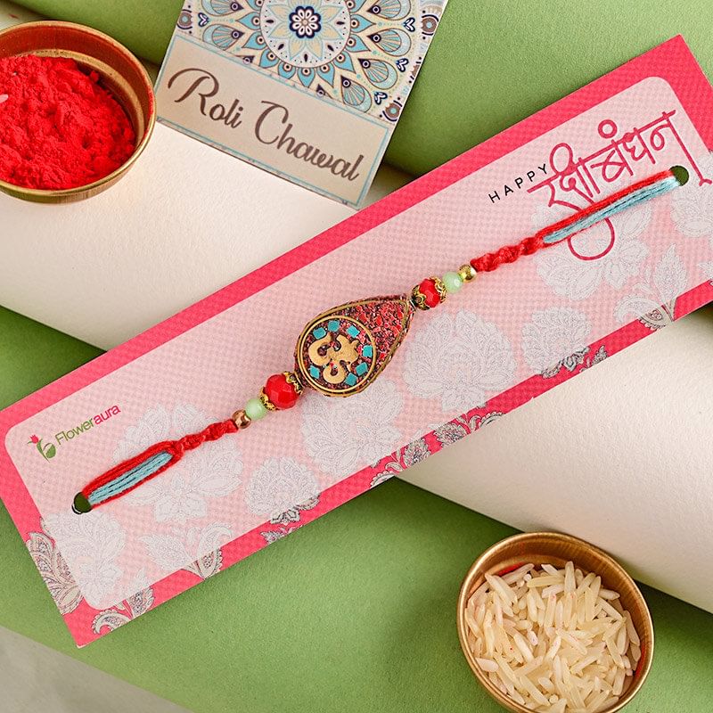 Send Holy Om Teardrop Rakhi Online For Brother