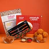 Holy Rakhi Trio With Jodhpuri Snack N Sweet