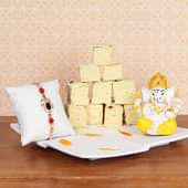 Rakhi and Soan Papdi with Ganesha Idol Gift Combo