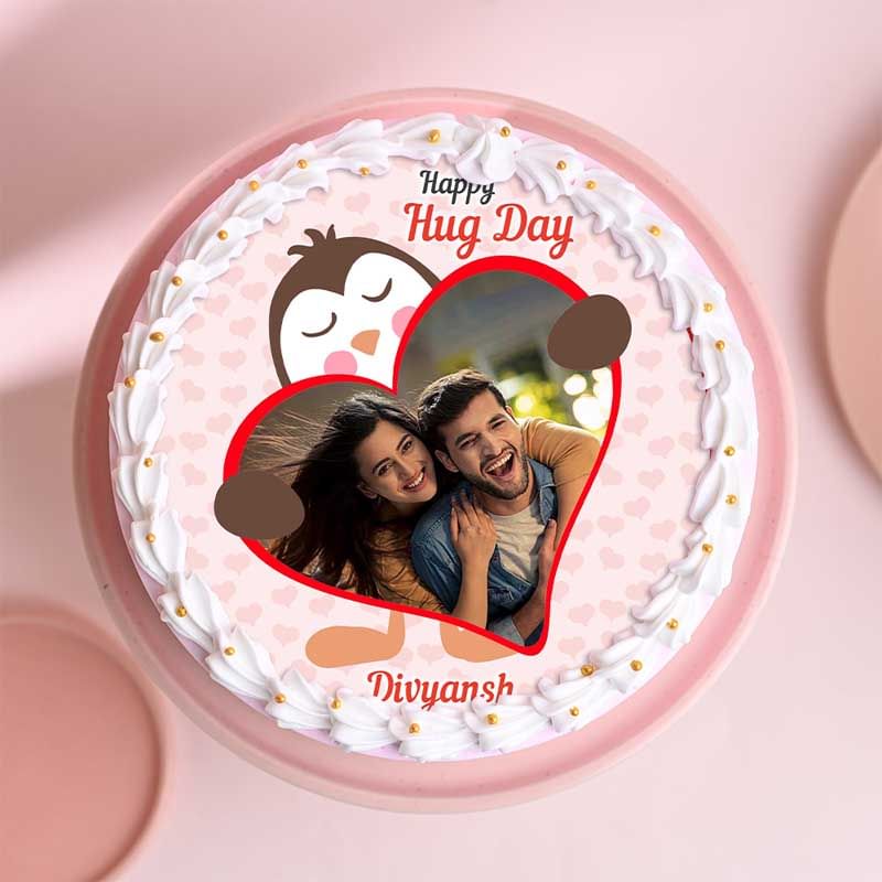Hug day special photo cake