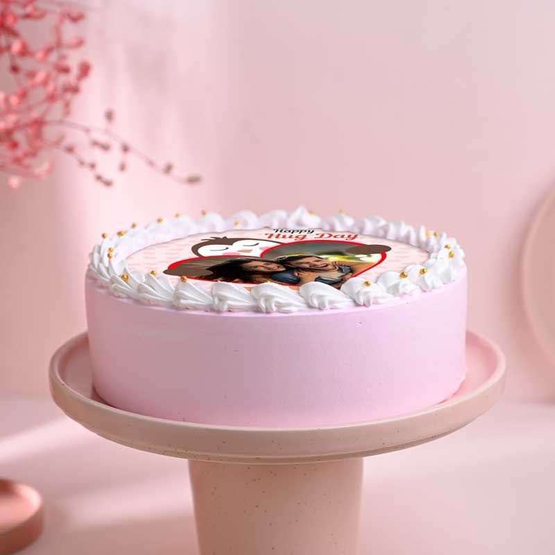 Photo Cake for Hug Day - Top View