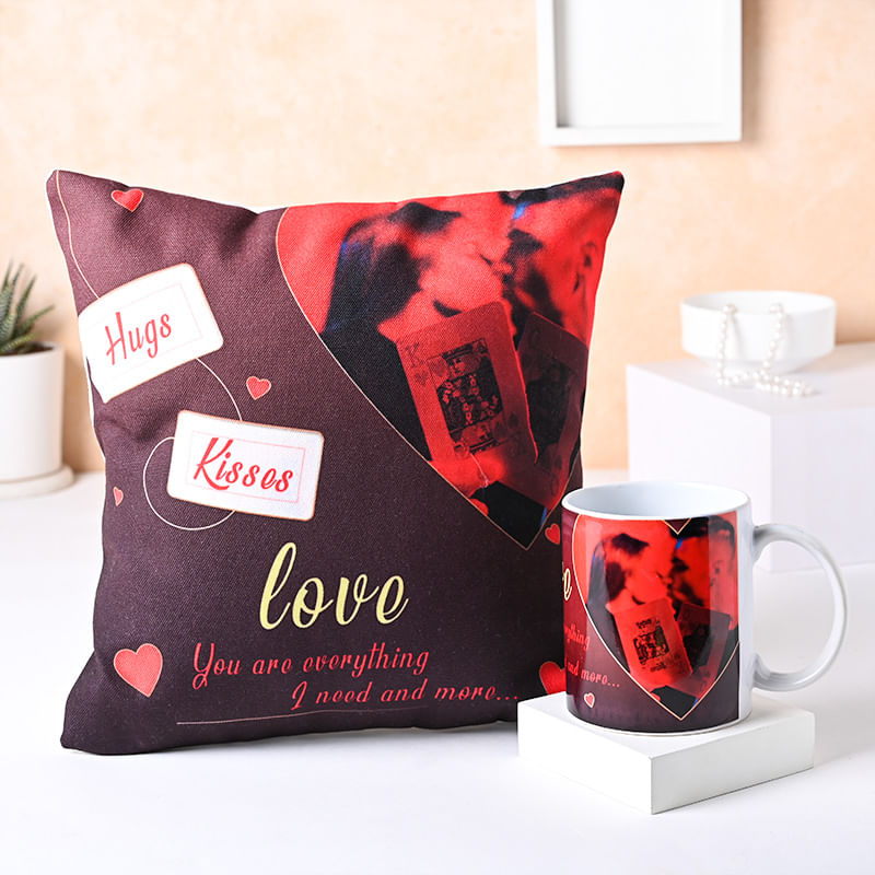 Buy Hugs N Kisses Cushion Mug for Valentine's day