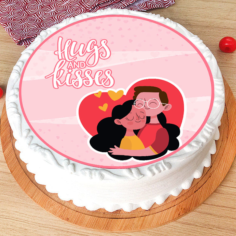Valentine Special Hugs N Kisses Poster Cake
