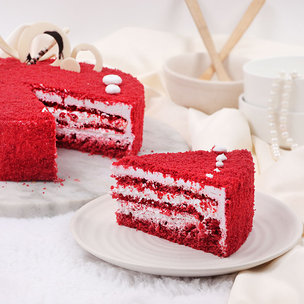 Slice View Of Hypnotizing Red Velvet Cake Online