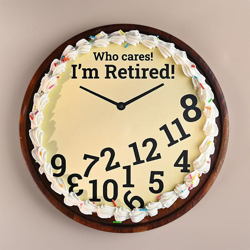 I Am Retired Clock Theme Cake
