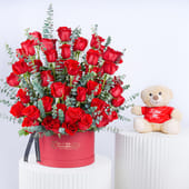 I Love You Blooms N Teddy Bear Combo