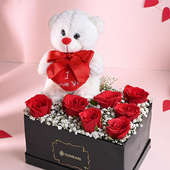 I Love You Teddy With Red Roses