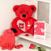Teddy with Card and Chocolates Love Combo