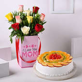Ily Mom Mixed Roses With Fruit Cake