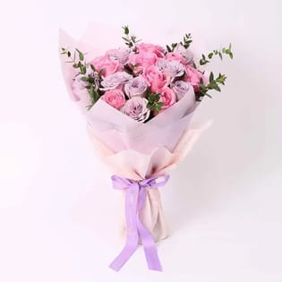 Blush And Lilac Roses Bouquet