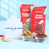 Red Evil Eye Rakhi With Nutty Treats-Overseas