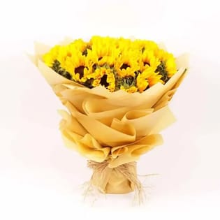 Sunflowers In Raffia Embrace