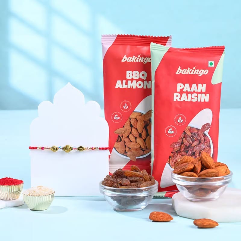 Traditional Bead Rakhi With Savoury Treats-Overseas