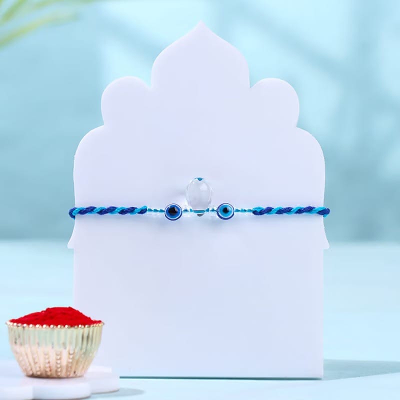 Evil Eye Pearl Rakhi With Gourmet Snacks-Overseas