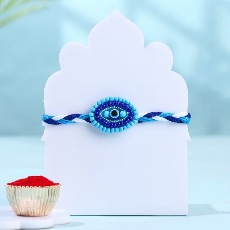 Oval Evil Eye Rakhi With Hazelnut Rocks-Overseas