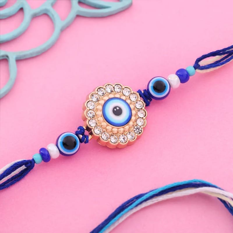Designer Evil Eye Rakhi With Almonds N Cashews