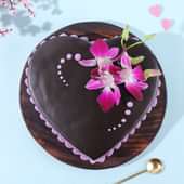 Womens Day Choco Heart Cake - Top View