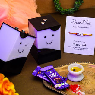 Infinite Rakhi with Lamps n Chocolate Duo