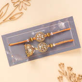 Antique Finish Bhaiya Bhabhi Stone Rakhi Set