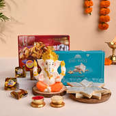 Intricate Ganesha Idol With Nutberry N Kaju Katli