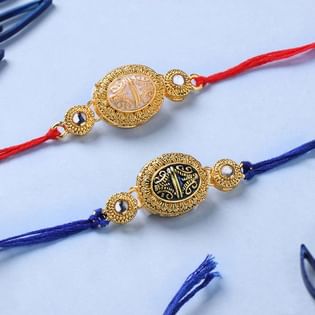 Intricate Golden Charm Rakhis