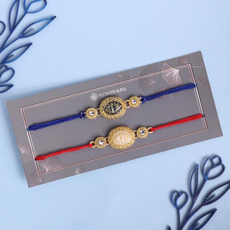 Two Golden Charm Designer Rakhis