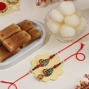 Intricate Peacock Bhaiya Bhabhi Rakhis N Sweets