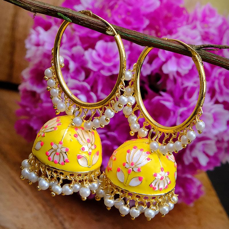 Intricate Yellow Jhumkas