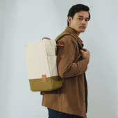 Ivory Olive Cotton Canvas Backpack