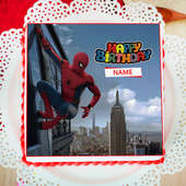 Spiderman Themed Birthday Photo Cake