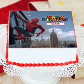 Spiderman Themed Birthday Photo Cake - Zoom View