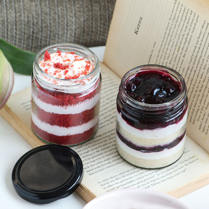 Blueberry Velvety Jar Cake Combo