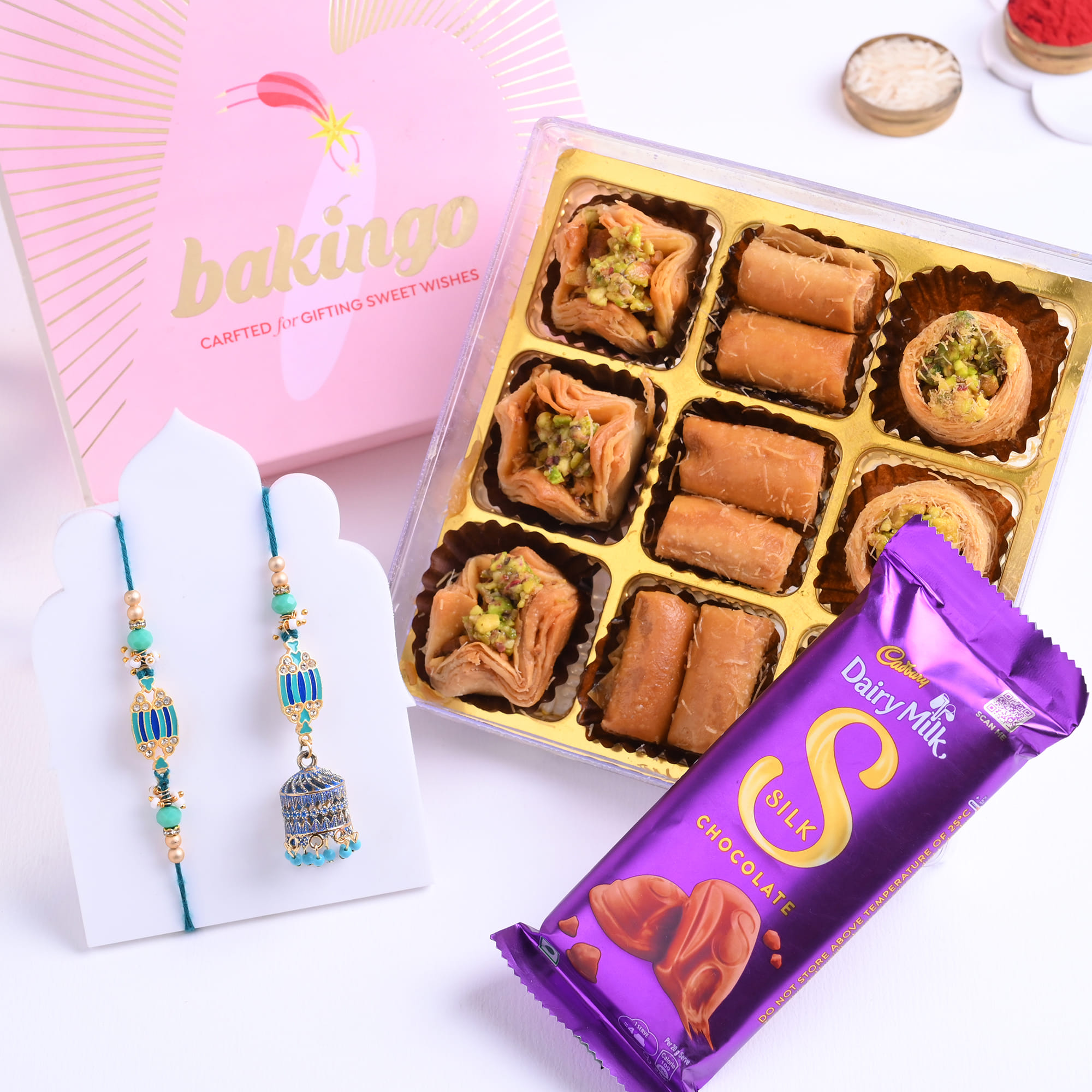 Jhumka Style Bhai Bhabhi Rakhis N Sweet Treats