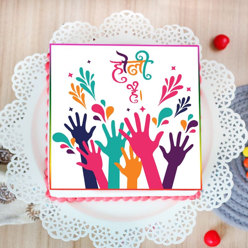 Joyful Holi Poster Design Cake