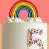 Joyful Rainbow Confetti Cake - Top View