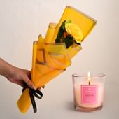 Joyful Yellow Rose With Scented Candle