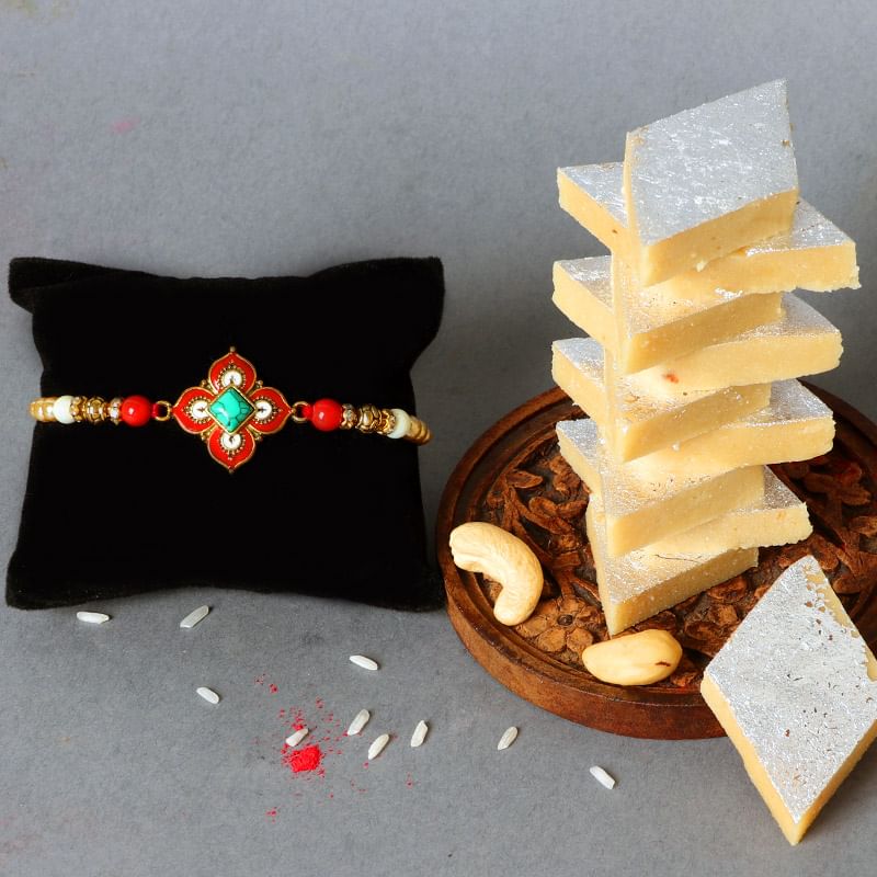 Kaju Burfi Zardosi Rakhi
