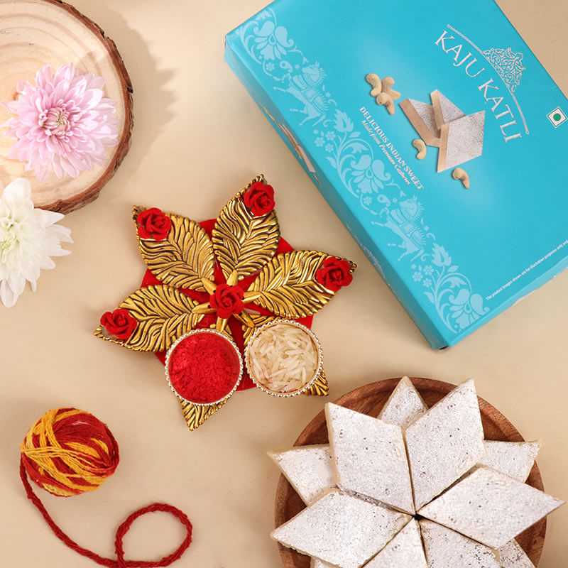 Kaju Katli With Bhai Dooj Tikka Thali